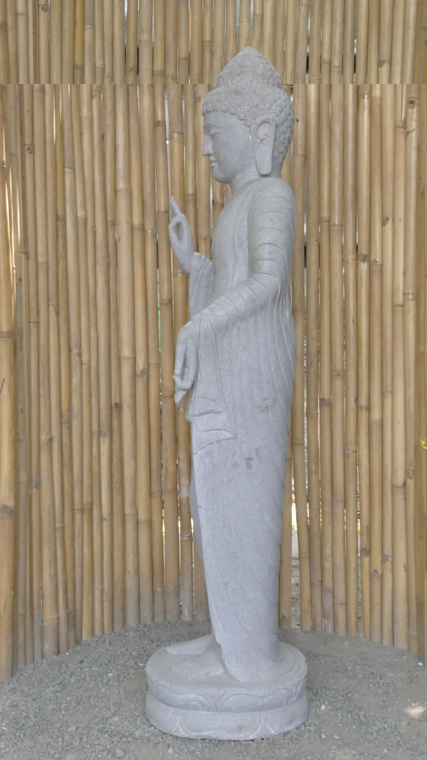  Product image 6 of the product “Standing Buddha - Abhaya mudra made of Riverstone, ca. 179 cm High ”